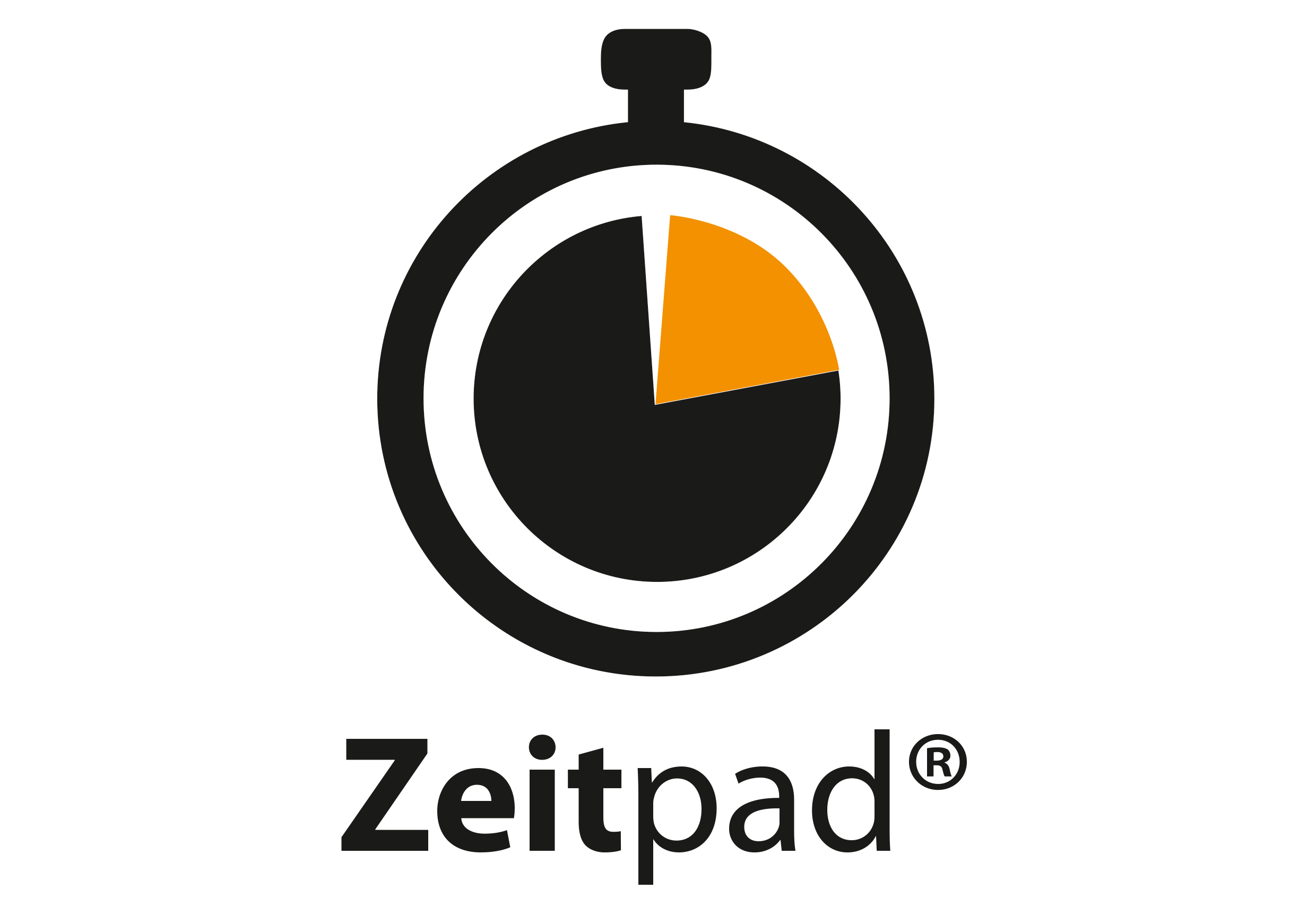 Eures • Logo von Zeitpad mit Stoppuhr und farblichen Akzenten.